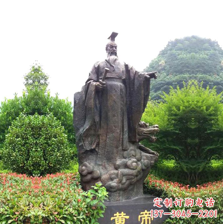 菏泽园林景区纯铜黄帝铸铜雕像