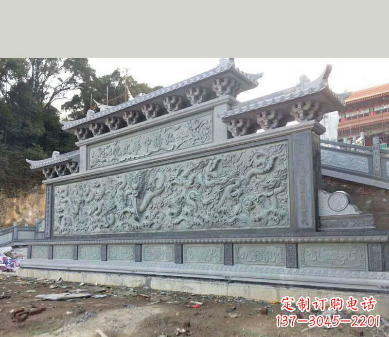 菏泽园林九龙壁景观石雕 (2)