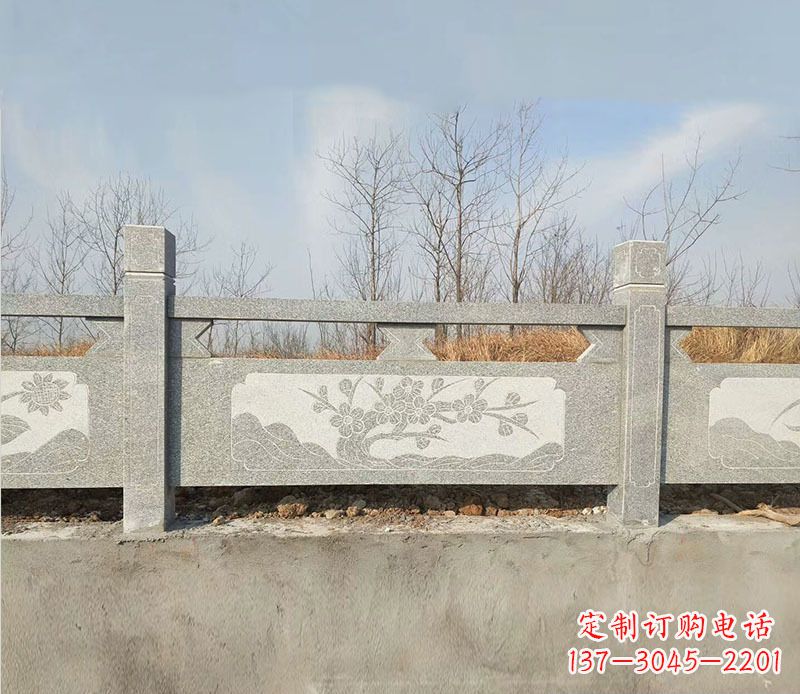 菏泽园林梅花石浮雕栏板景观石雕