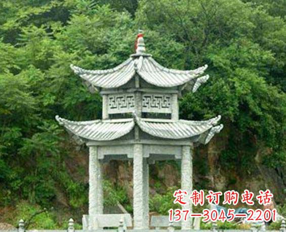 菏泽园林双层六角石凉亭景观石雕