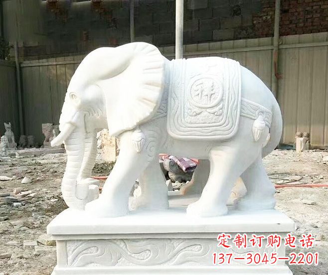 菏泽招财动物汉白玉大象石雕 (3)
