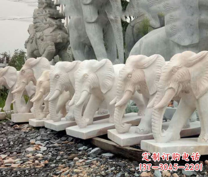 菏泽招财晚霞红大象石雕 (3)