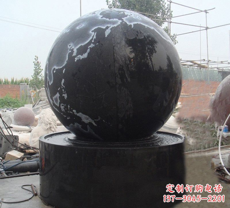 菏泽中国黑风水球石雕