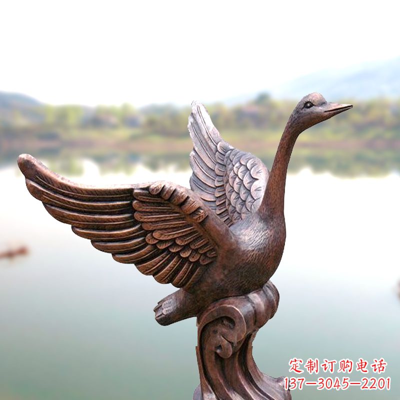 菏泽铸铜天鹅景观摆件
