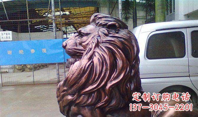 菏泽紫铜西洋狮子铜雕 (2)