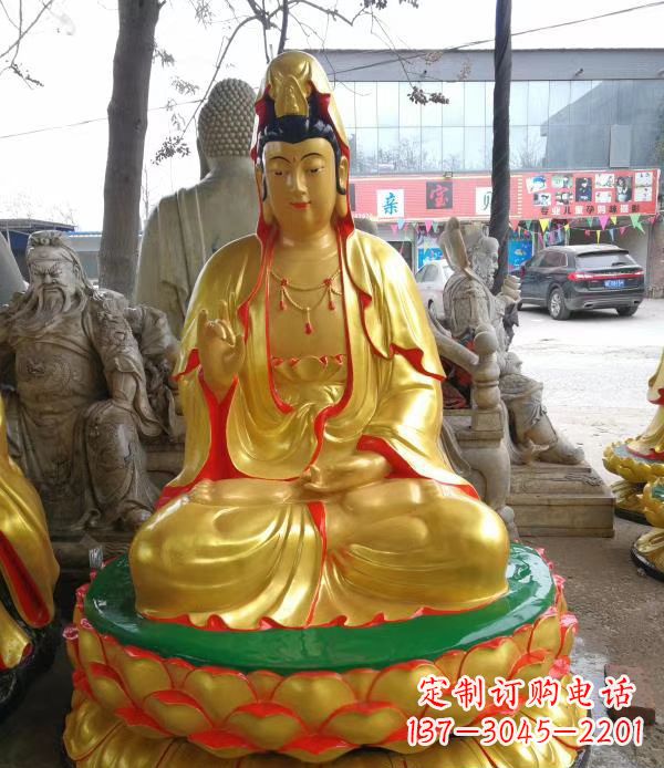 菏泽宗教庙宇玻璃钢观音菩萨雕像