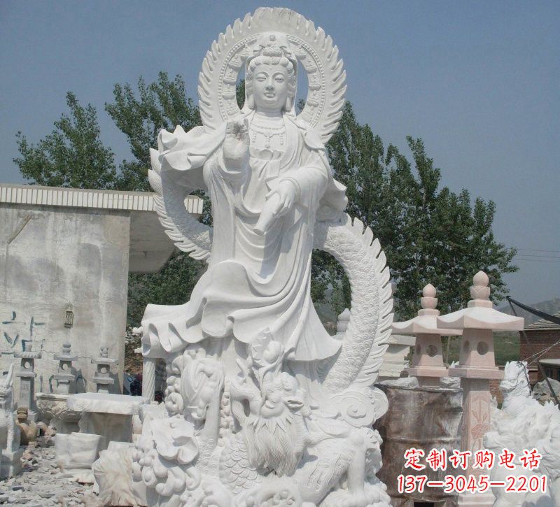 菏泽宗教庙宇乘龙观音石雕