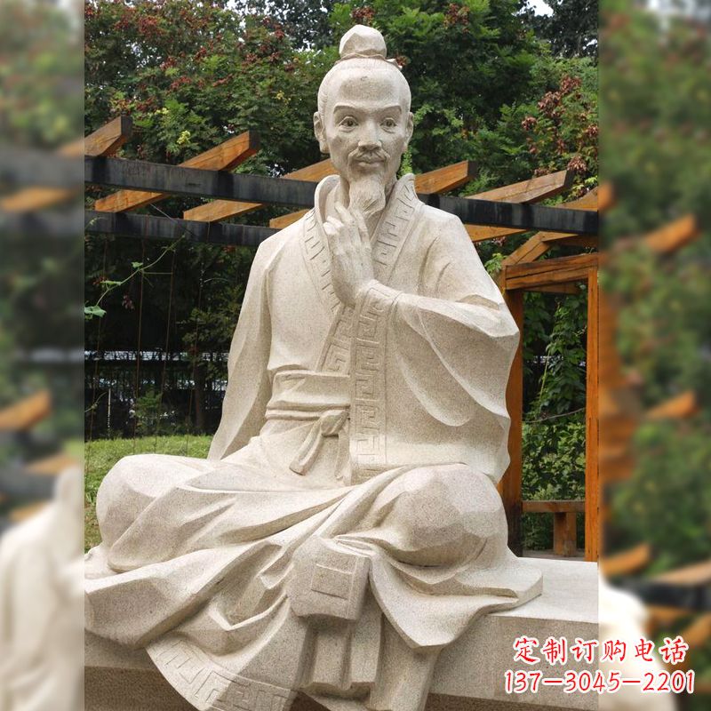 菏泽祖冲之石雕塑像-园林人物历史名人雕像