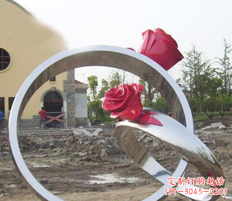 菏泽广场景观不锈钢戒指雕塑